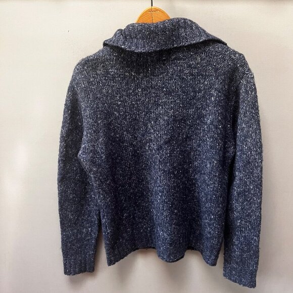 L.L. Bean Women's Button-Up Wool Cable Knit Cardigan Sweater Medium Blue - Picture 5 of 5